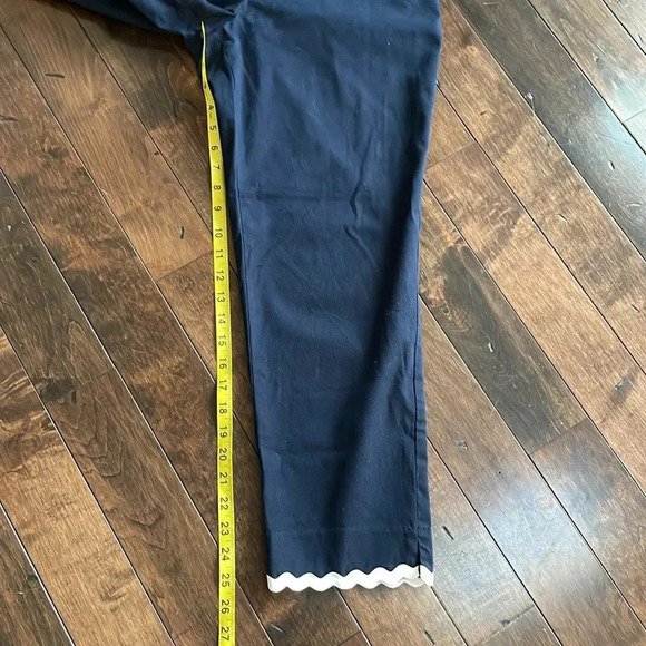 Talbots Cotton Pique Rick--Rack Slim Crop trousers Navy Women’s Size 8 Classic - Picture 11 of 15